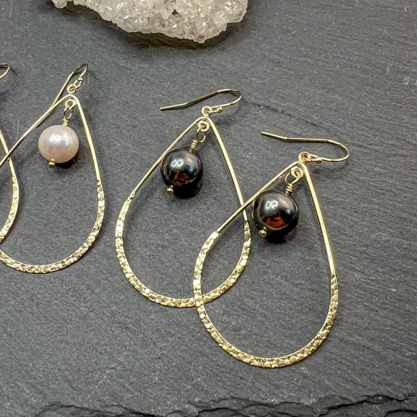 Pearl Teardrop Hoops