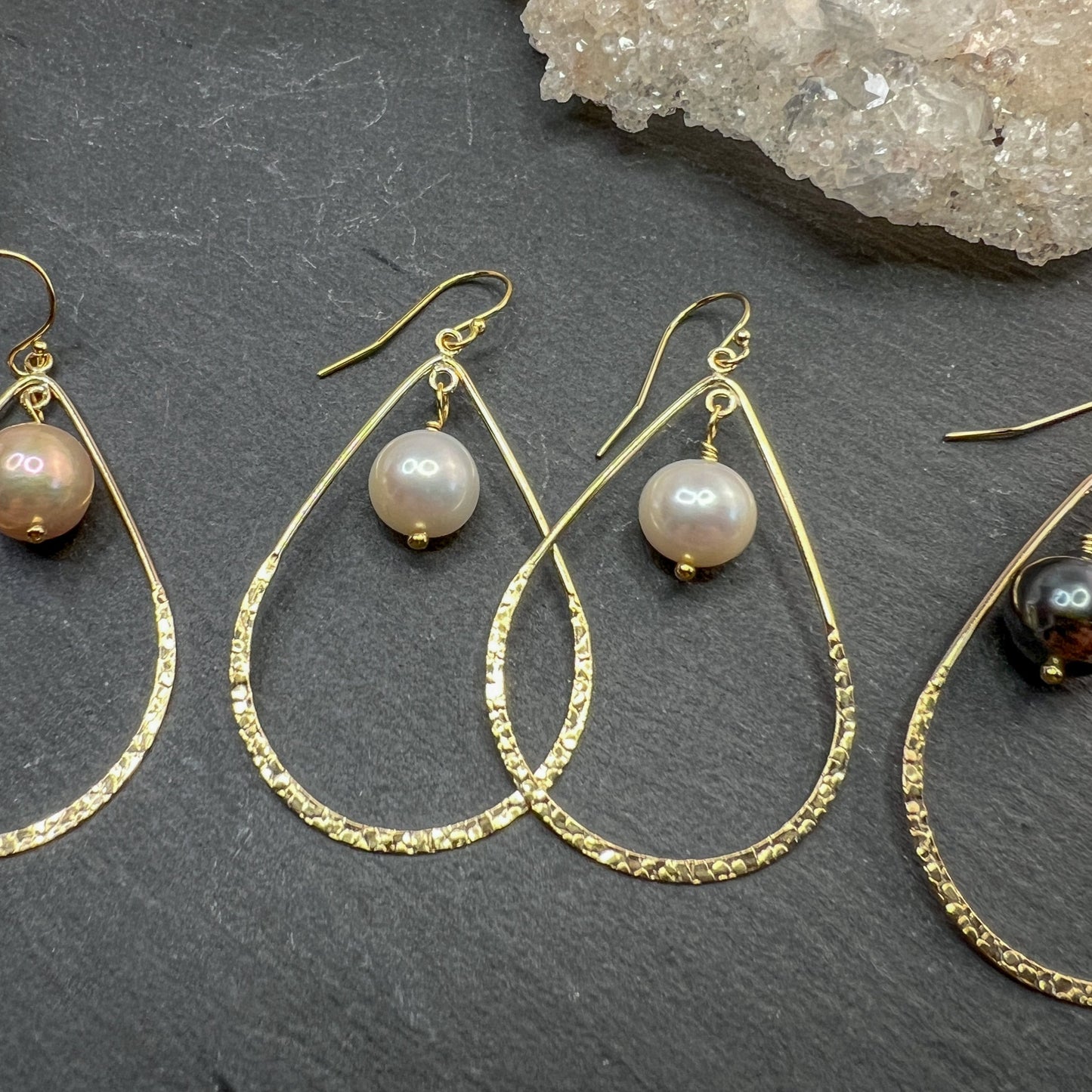 Pearl Teardrop Hoops