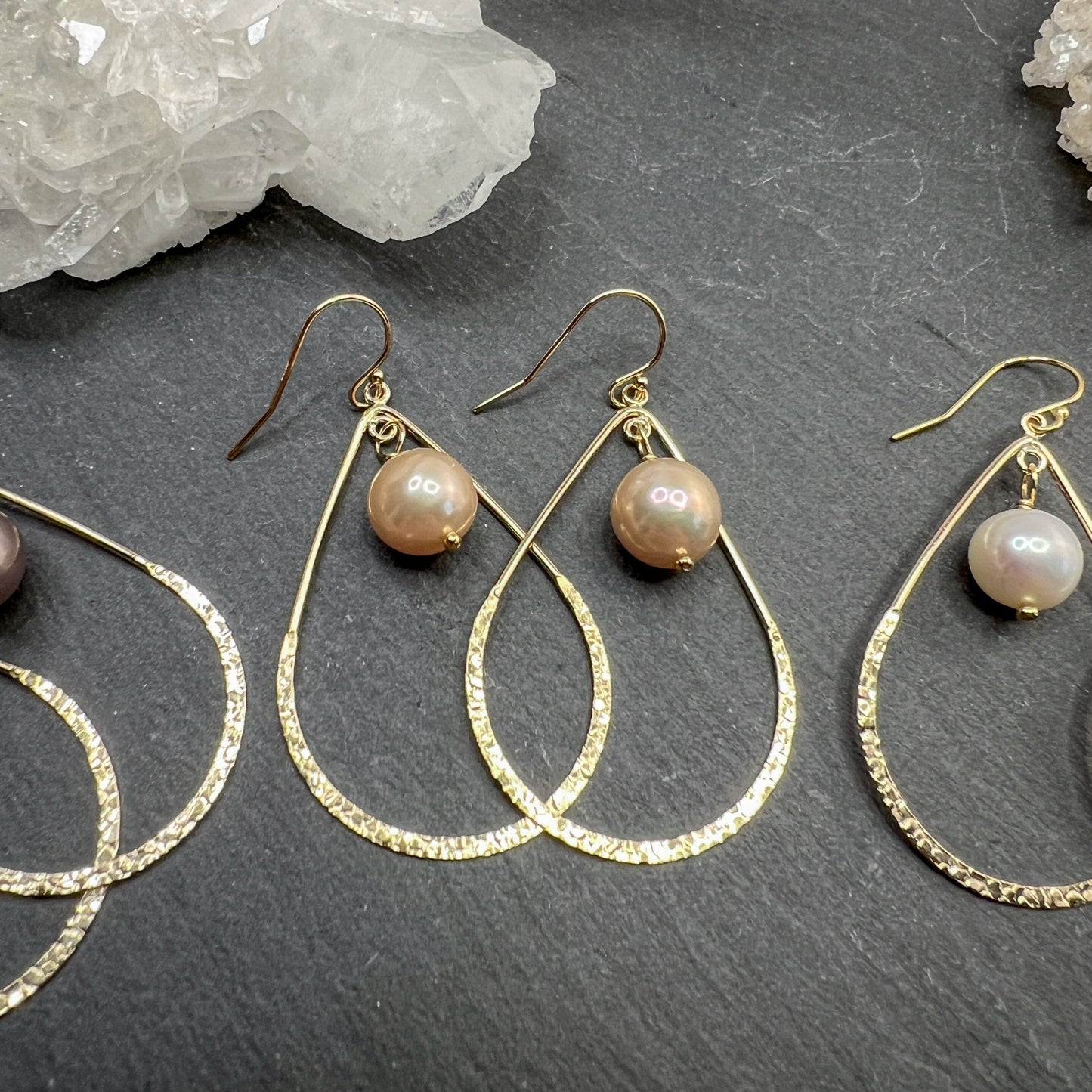 Pearl Teardrop Hoops