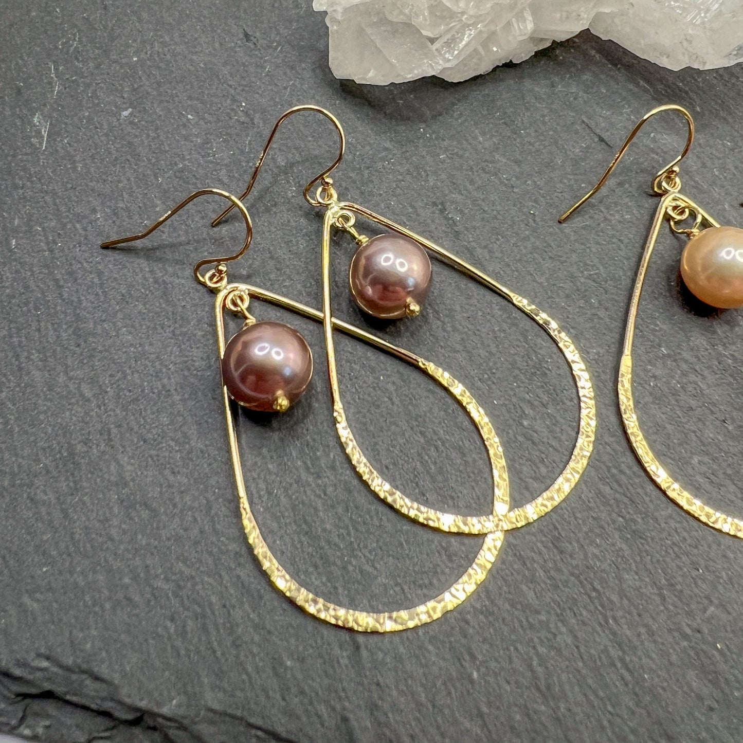 Pearl Teardrop Hoops