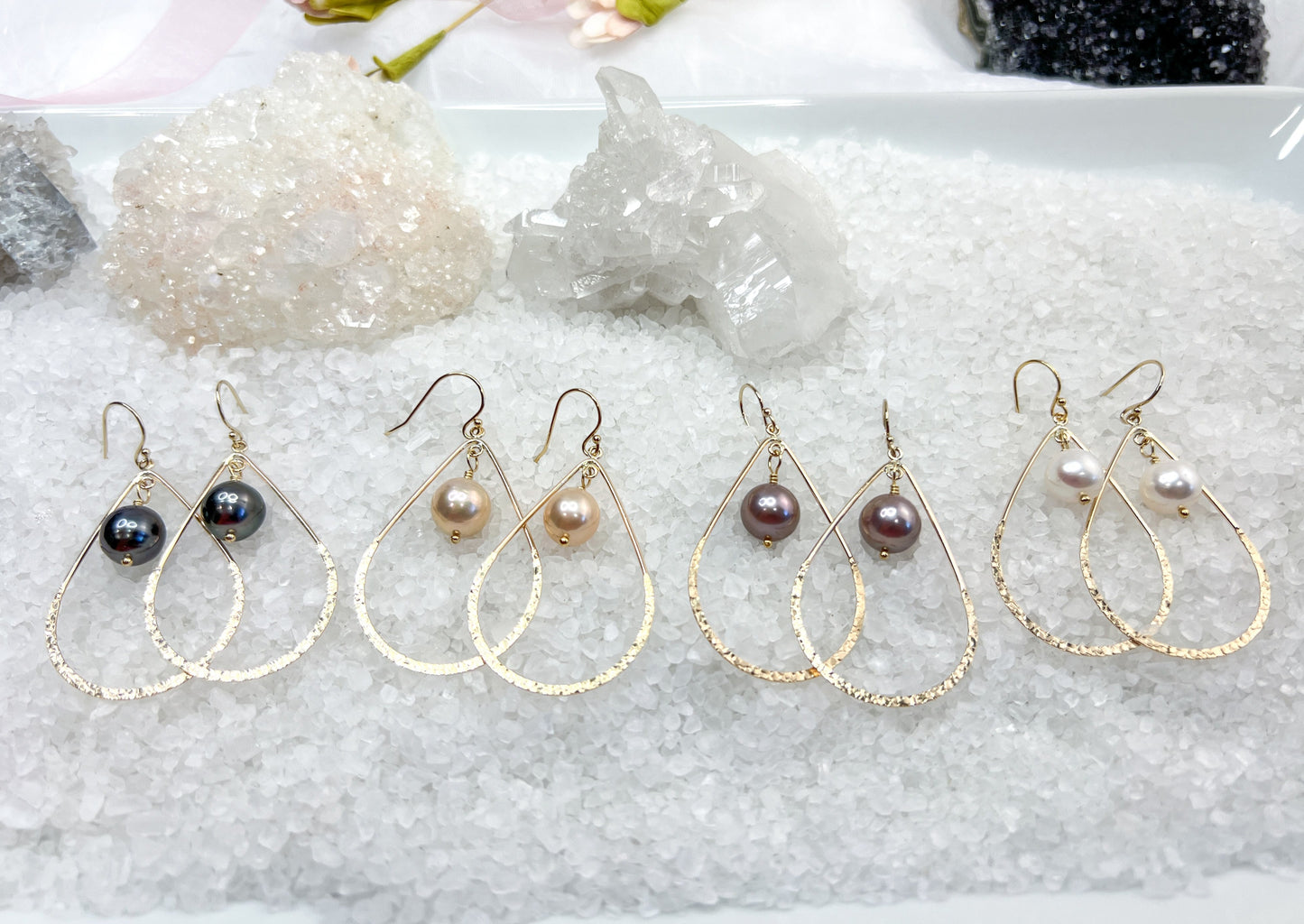 Pearl Teardrop Hoops