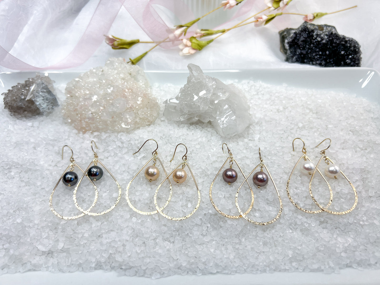 Pearl Teardrop Hoops