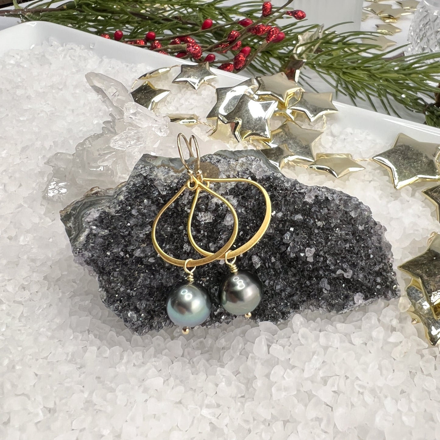 Tahitian Pearl Teardrop Hoops
