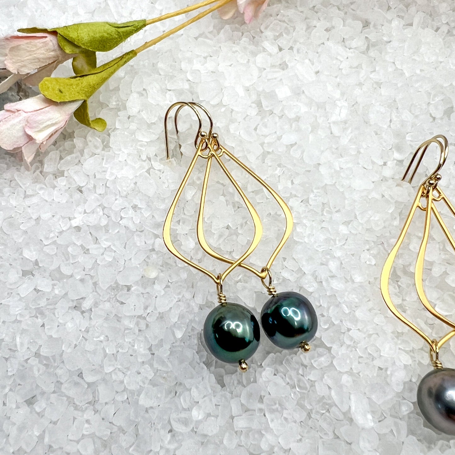 Tahitian Pearl Arabesque Hoop Earrings