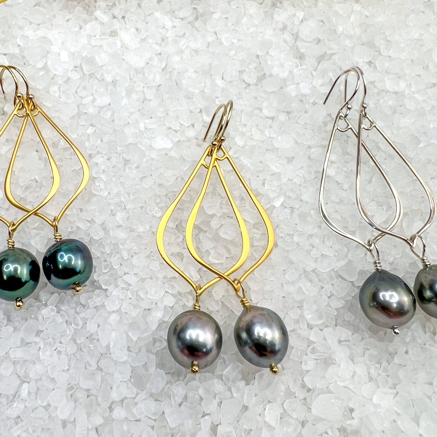 Tahitian Pearl Arabesque Hoop Earrings