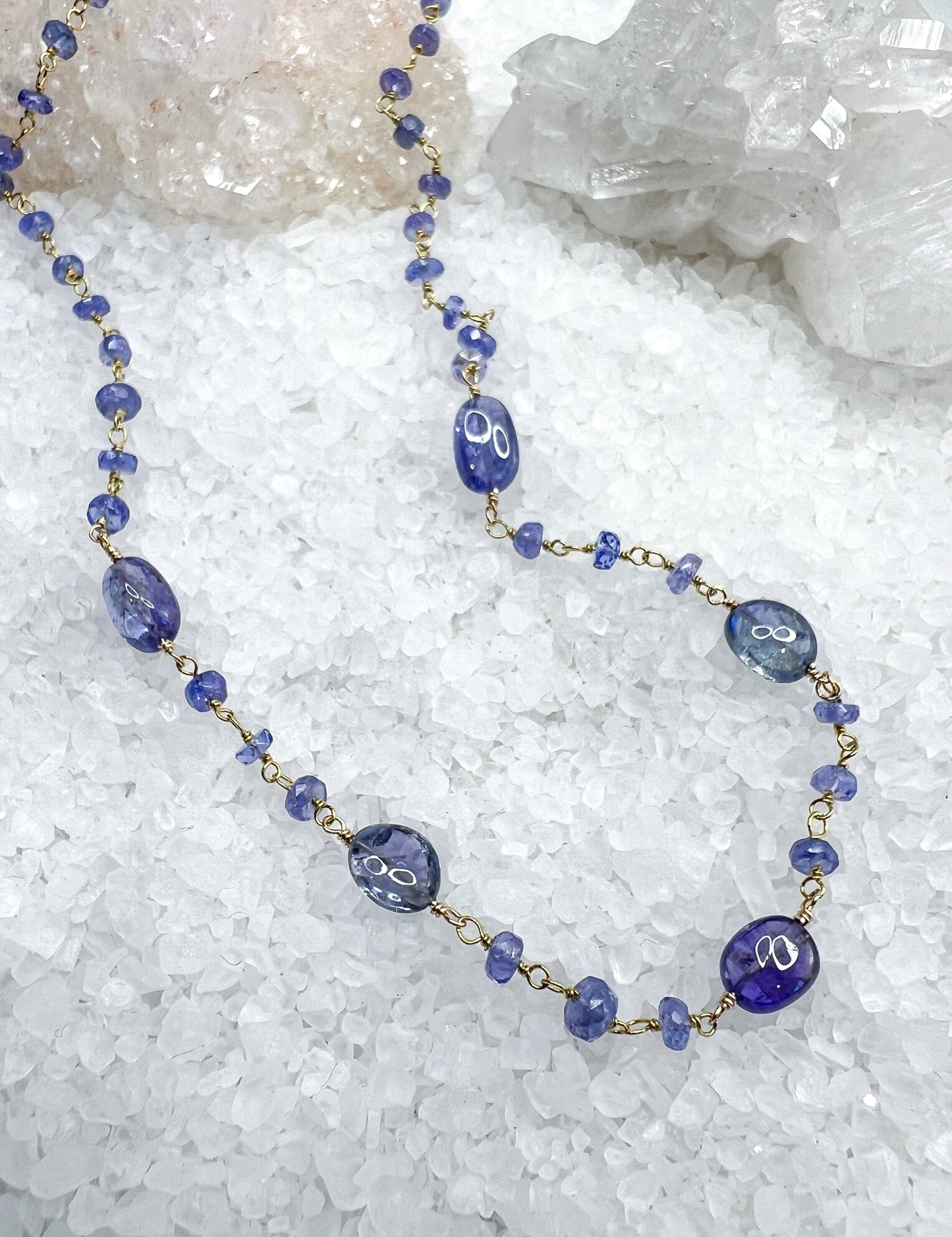 Tanzanite smooth gemstone rosary necklace
