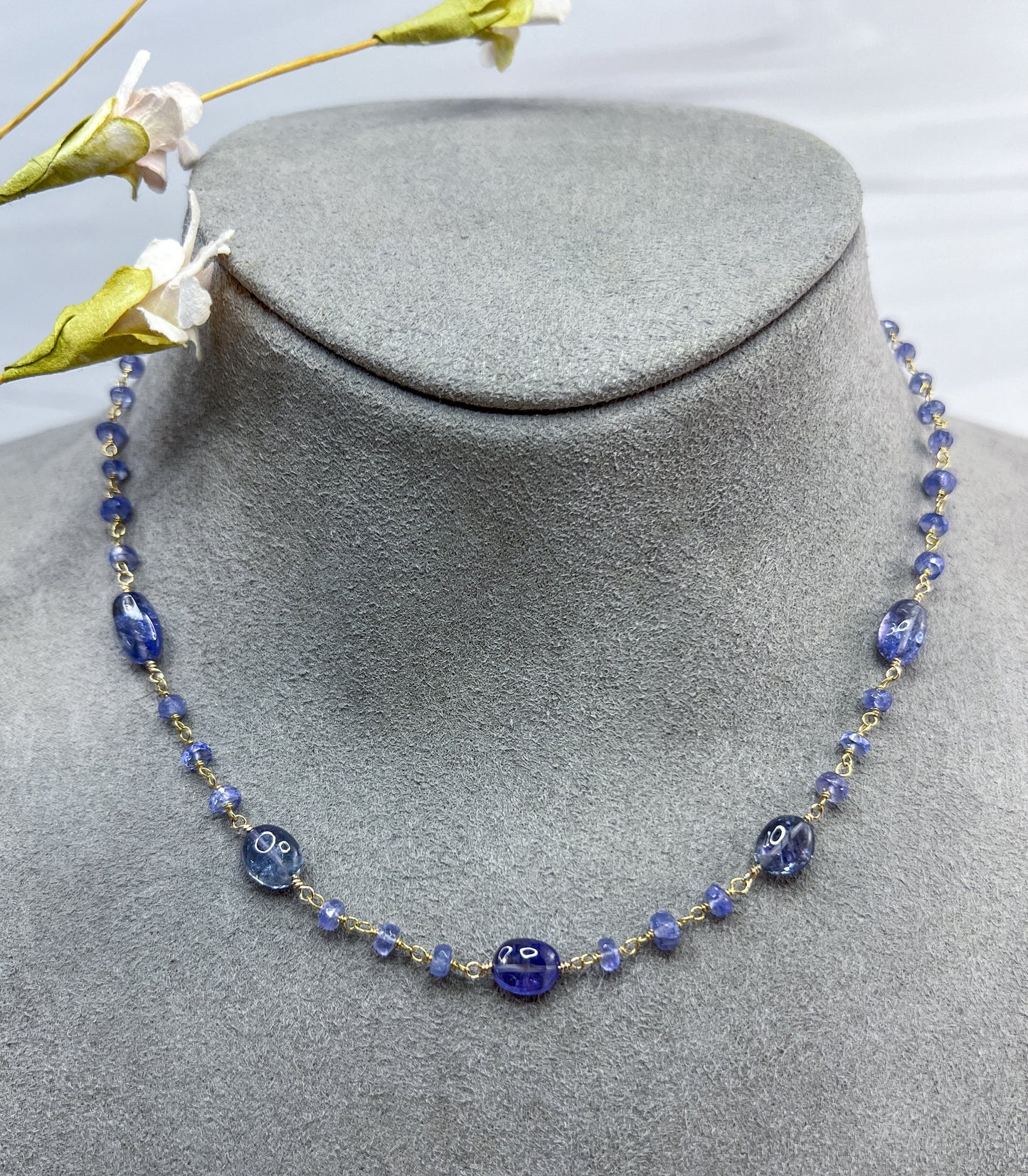 Tanzanite smooth gemstone rosary necklace