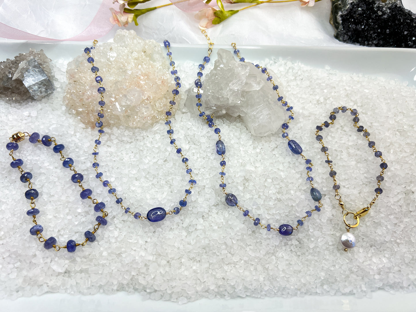 Tanzanite Gemstone Rosary Necklace