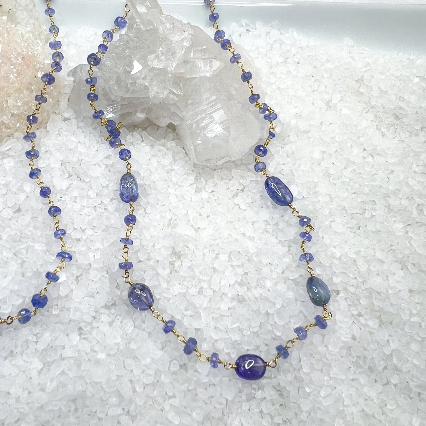 Tanzanite smooth gemstone rosary necklace