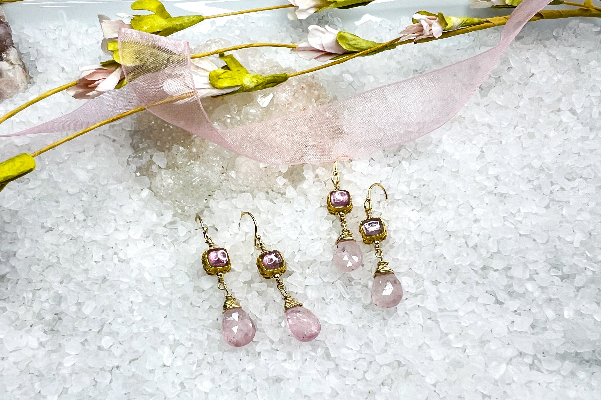 Pink Tourmaline & Morganite Drop Earrings