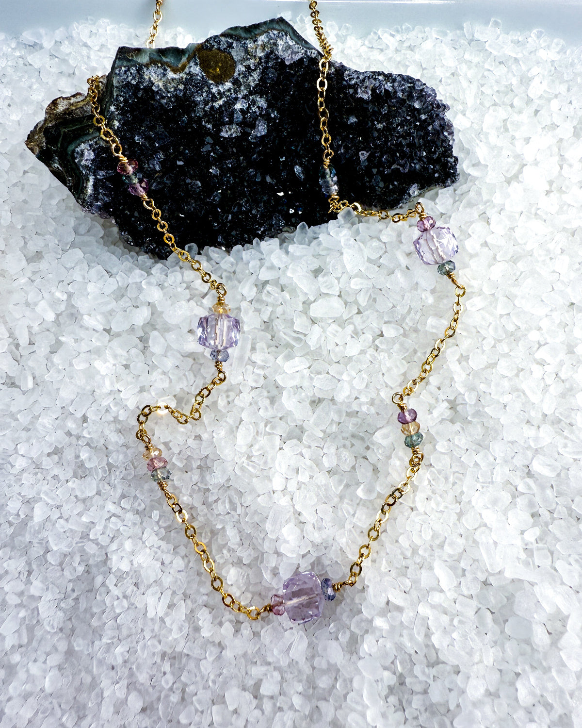 Pink Amethyst & Zircon necklace
