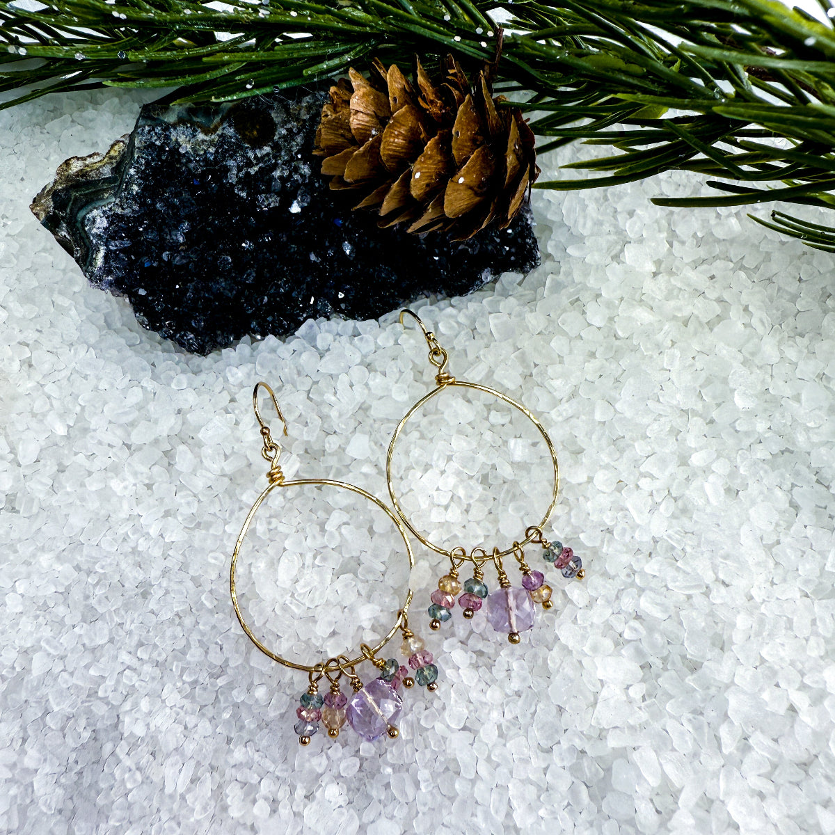 Pink Amethyst & Zircon earrings