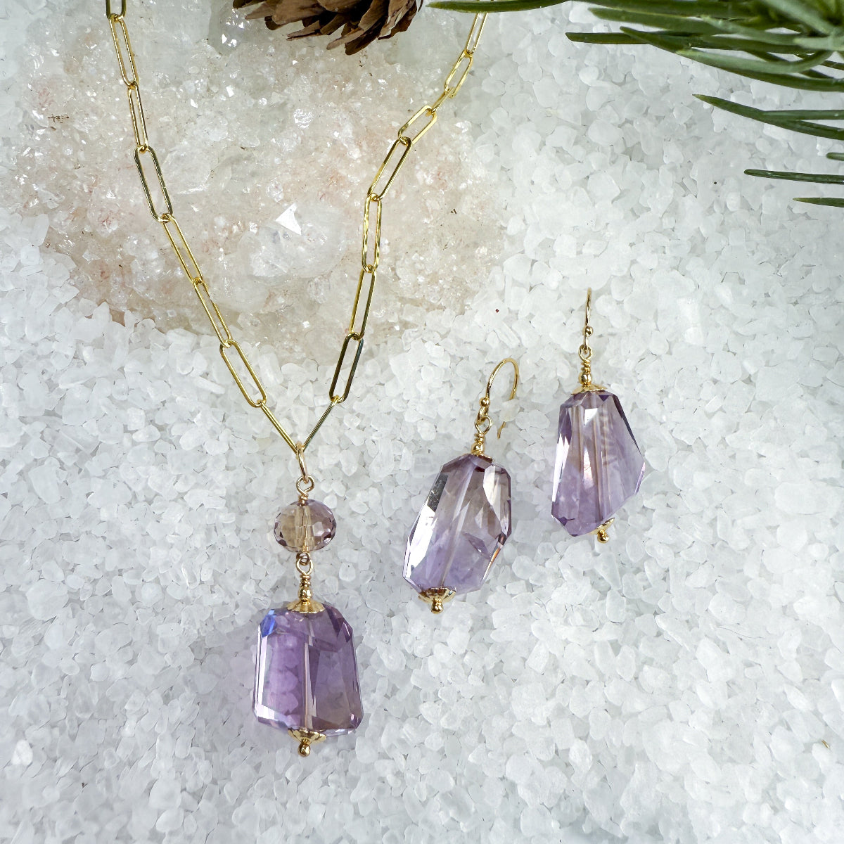 Ametrine Nugget Necklace & Earring Set