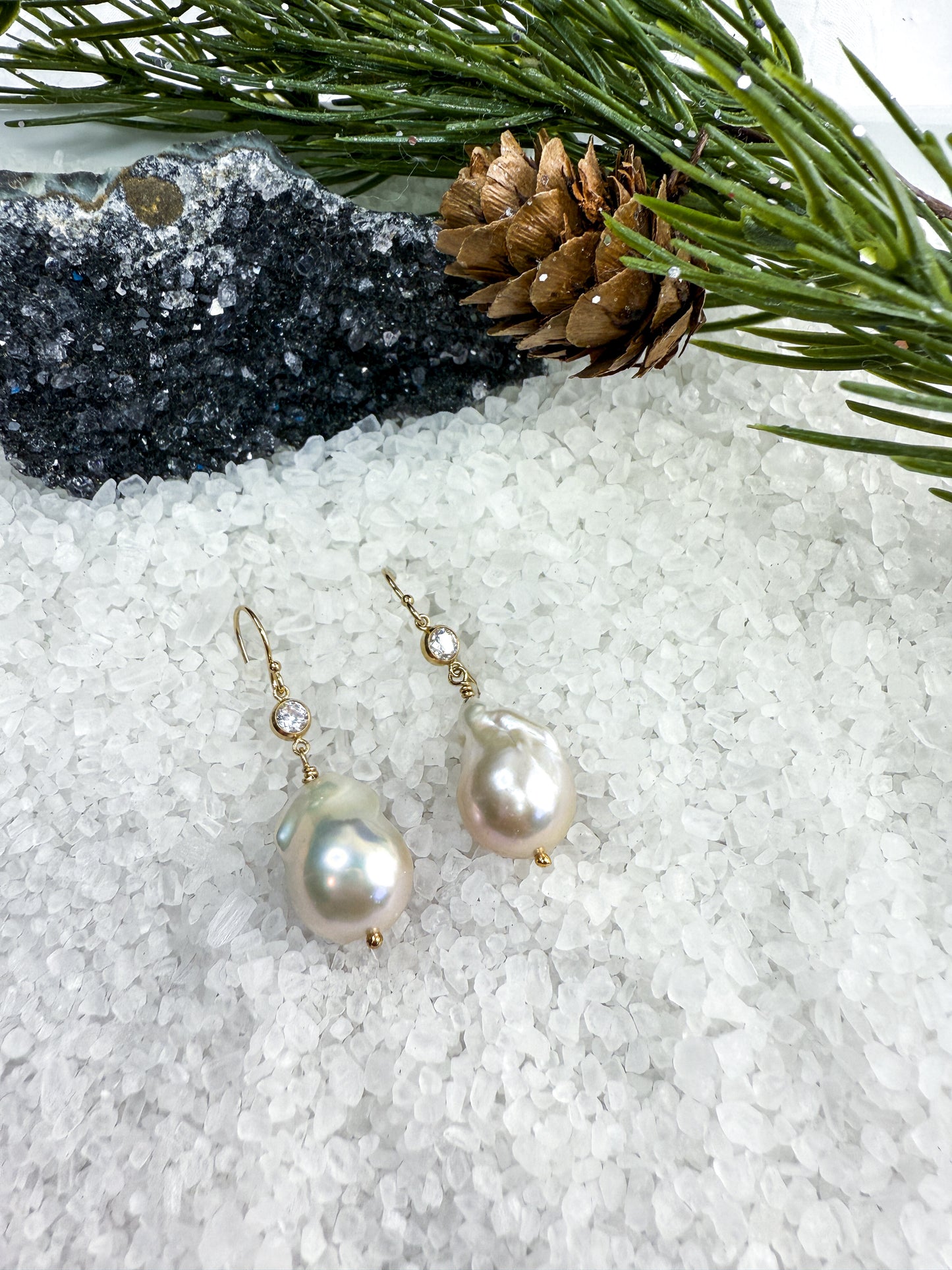 White Baroque Pearl Necklace and Earring Set
