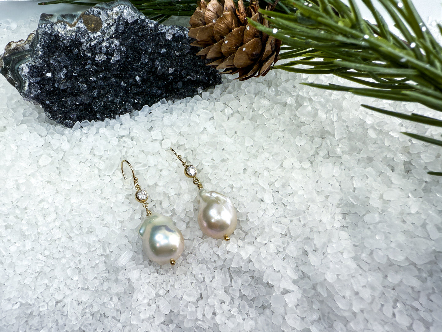 White Baroque Pearl Necklace and Earring Set