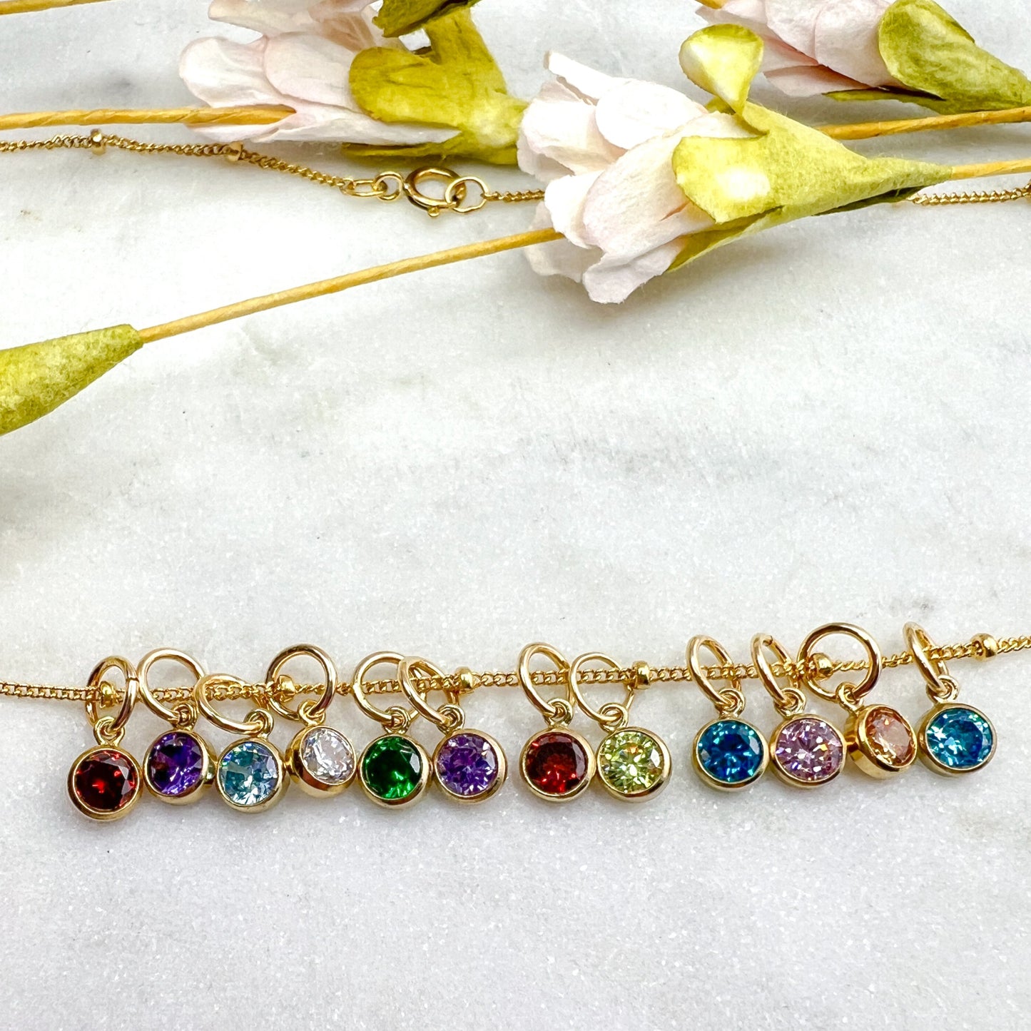 Gold filled birthstone charms