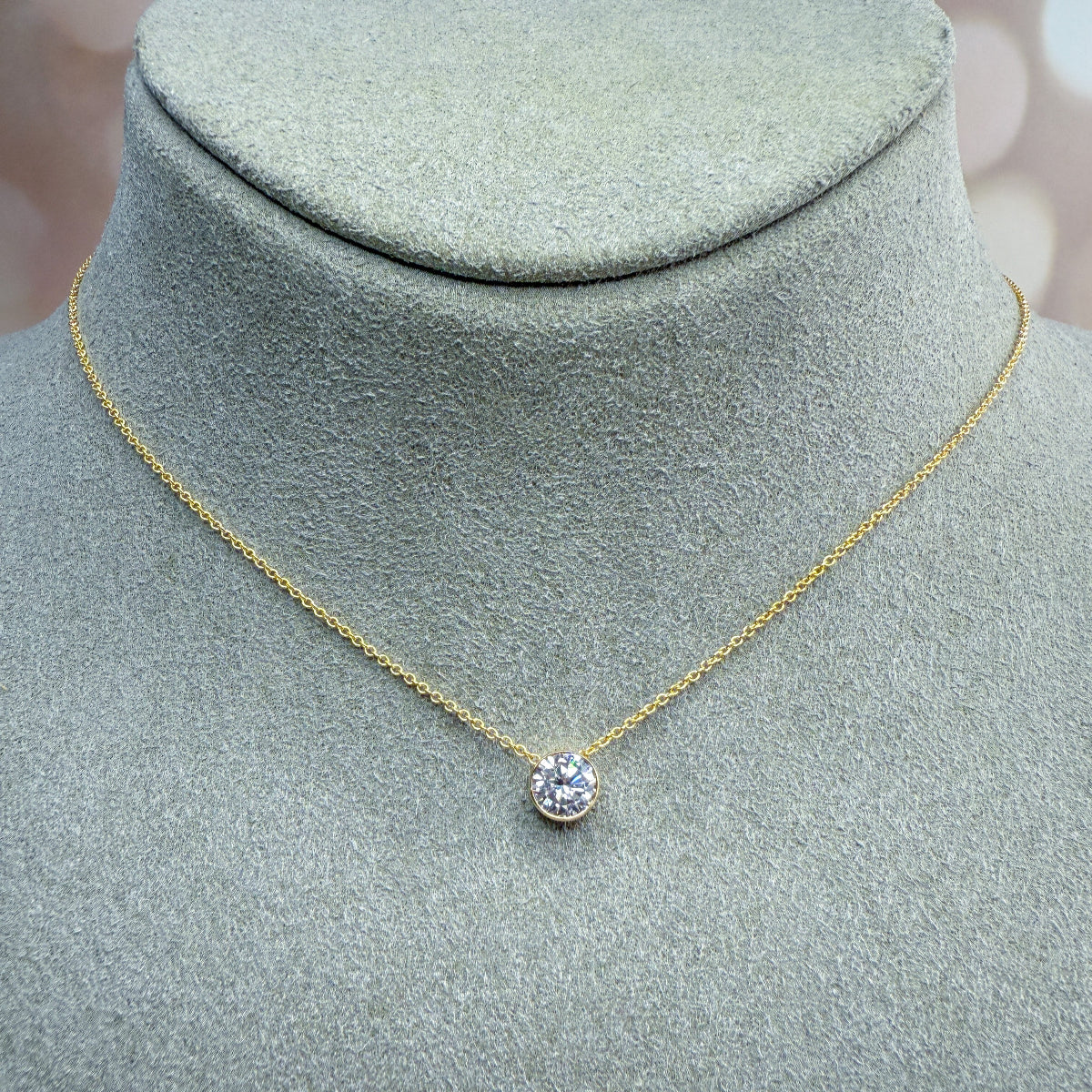 Gold-Filled CZ Solitaire Necklace