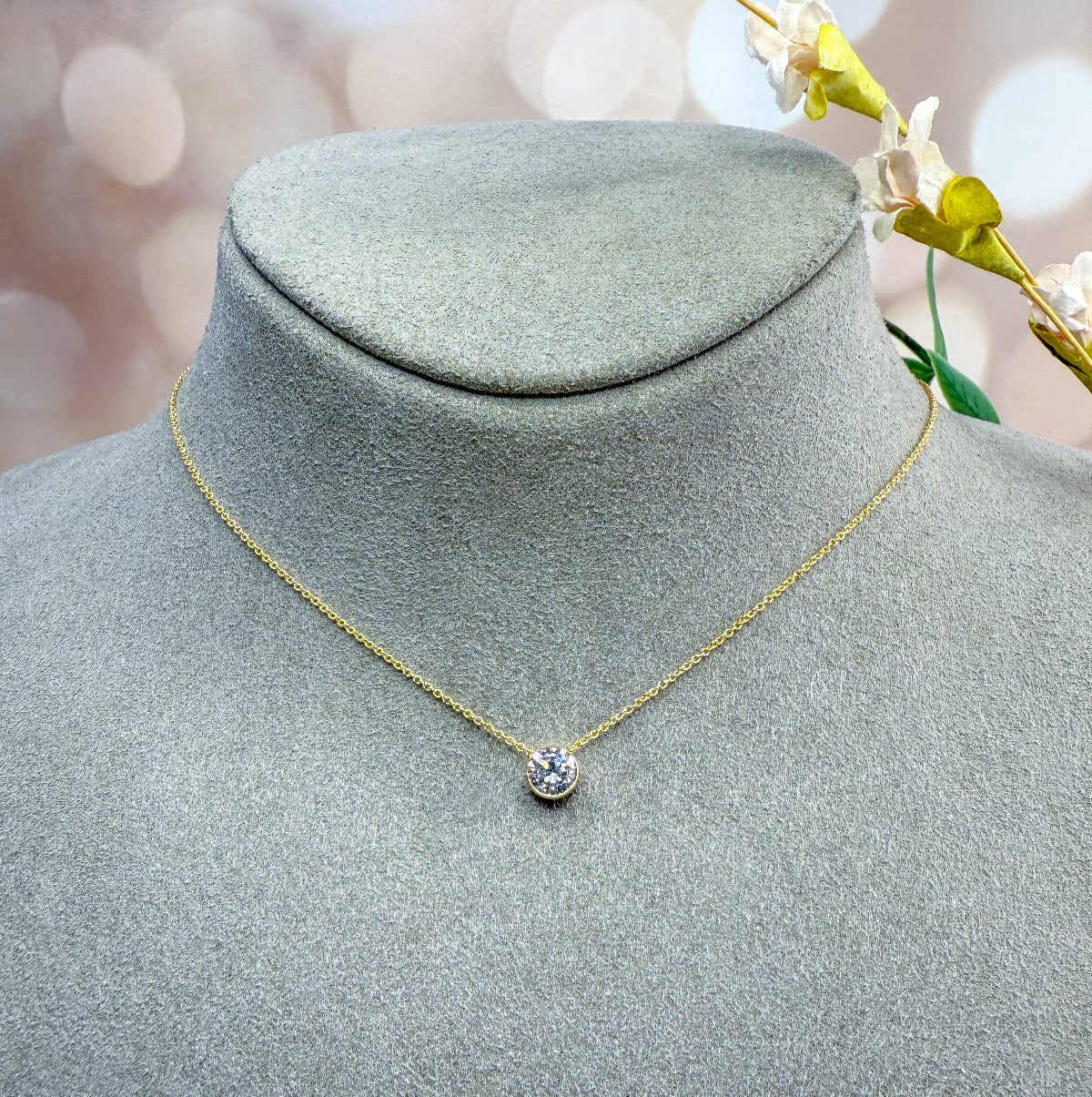 Gold-Filled CZ Solitaire Necklace