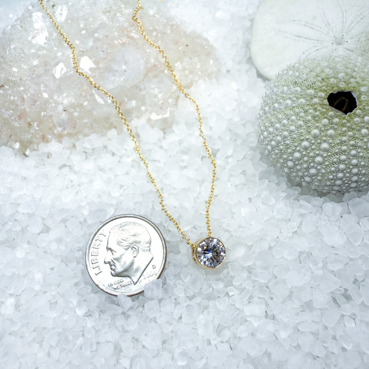 Gold-Filled CZ Solitaire Necklace