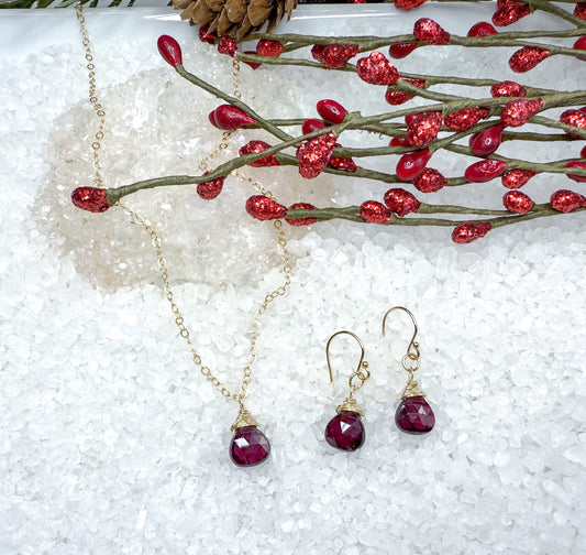 Garnet Necklace & Earring set