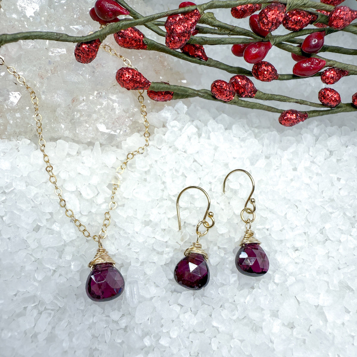Garnet Necklace & Earring set