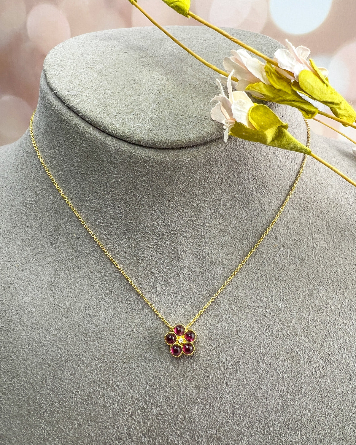 Garnet Flower Necklace