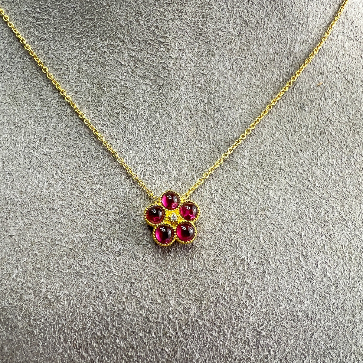 Garnet Flower Necklace