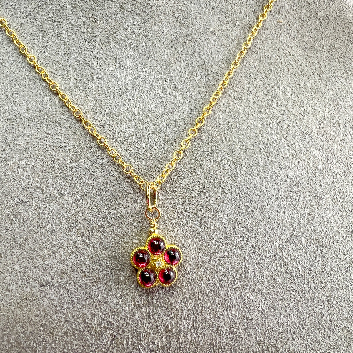 Garnet Flower Necklace