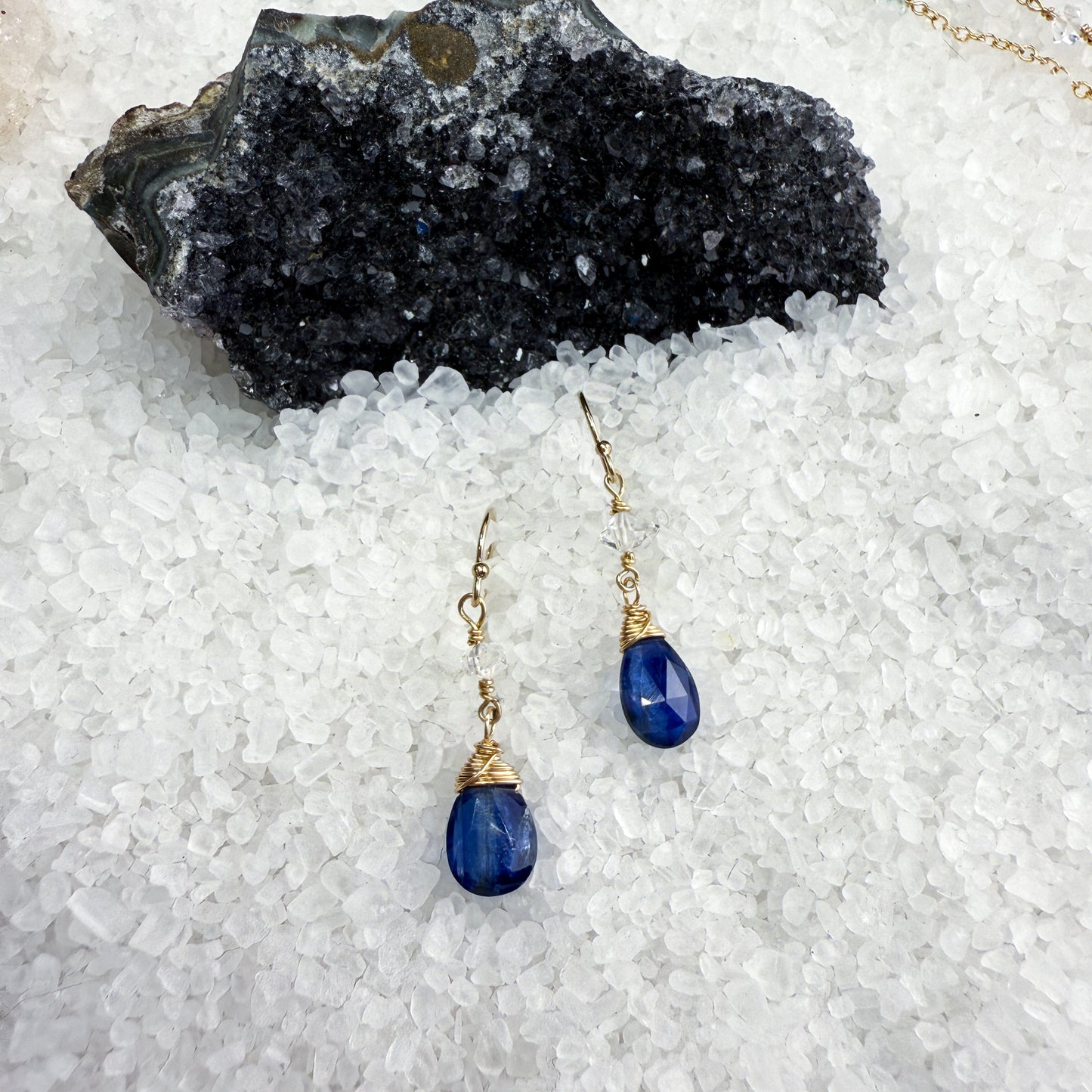 Kyanite & Herkimer Diamond Earrings