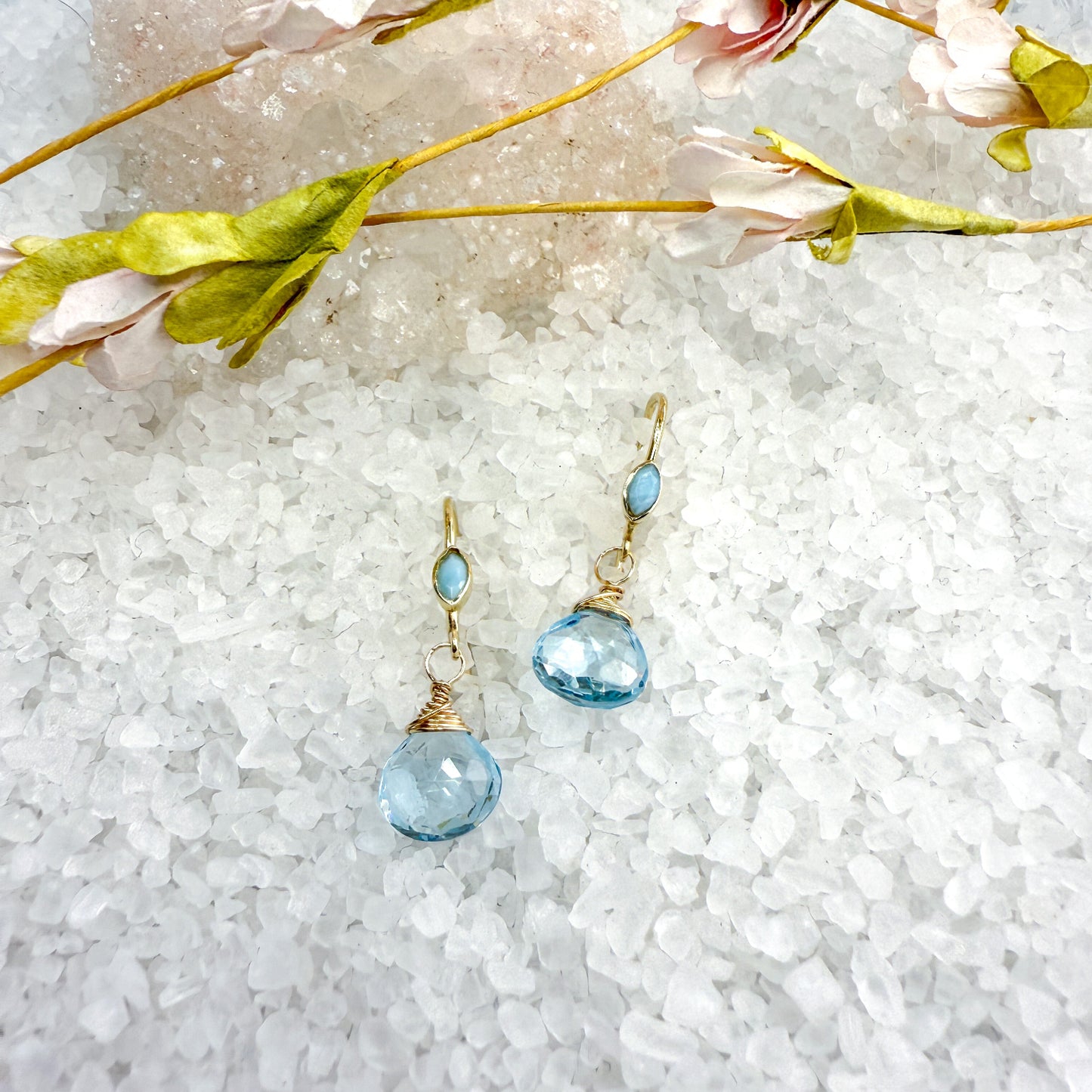 Larimar, Chalcedony & Blue Topaz Earrings