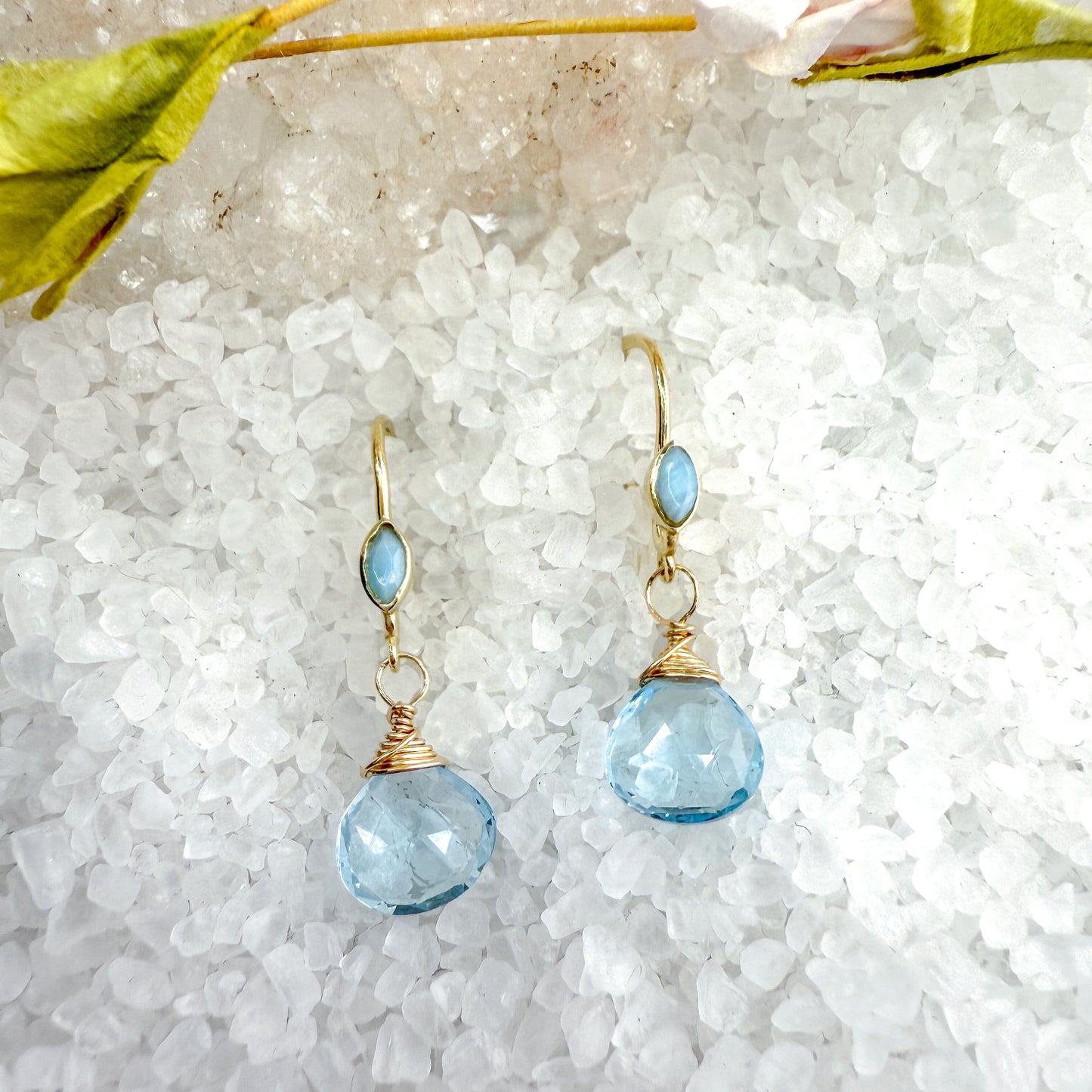 Larimar, Chalcedony & Blue Topaz Earrings