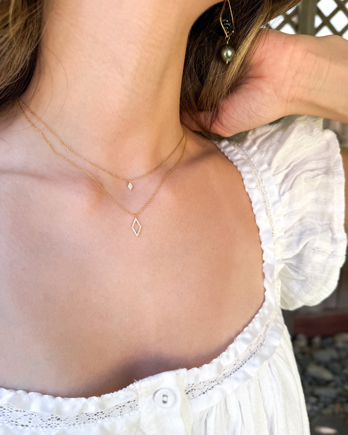 Pave Diamond Shape Necklaces