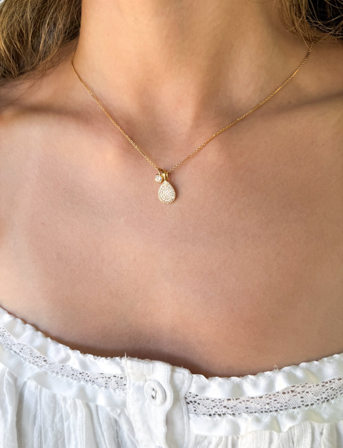 Pave Teardrop Necklace