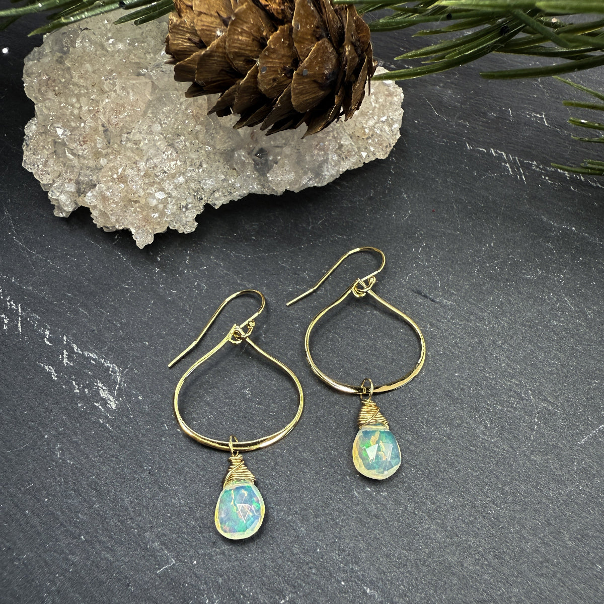 Opal Pendant Earrings