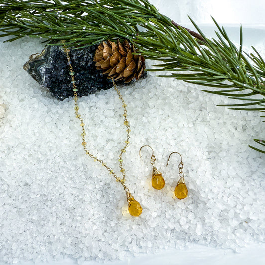 Citrine & Opal Necklace and Earring Set
