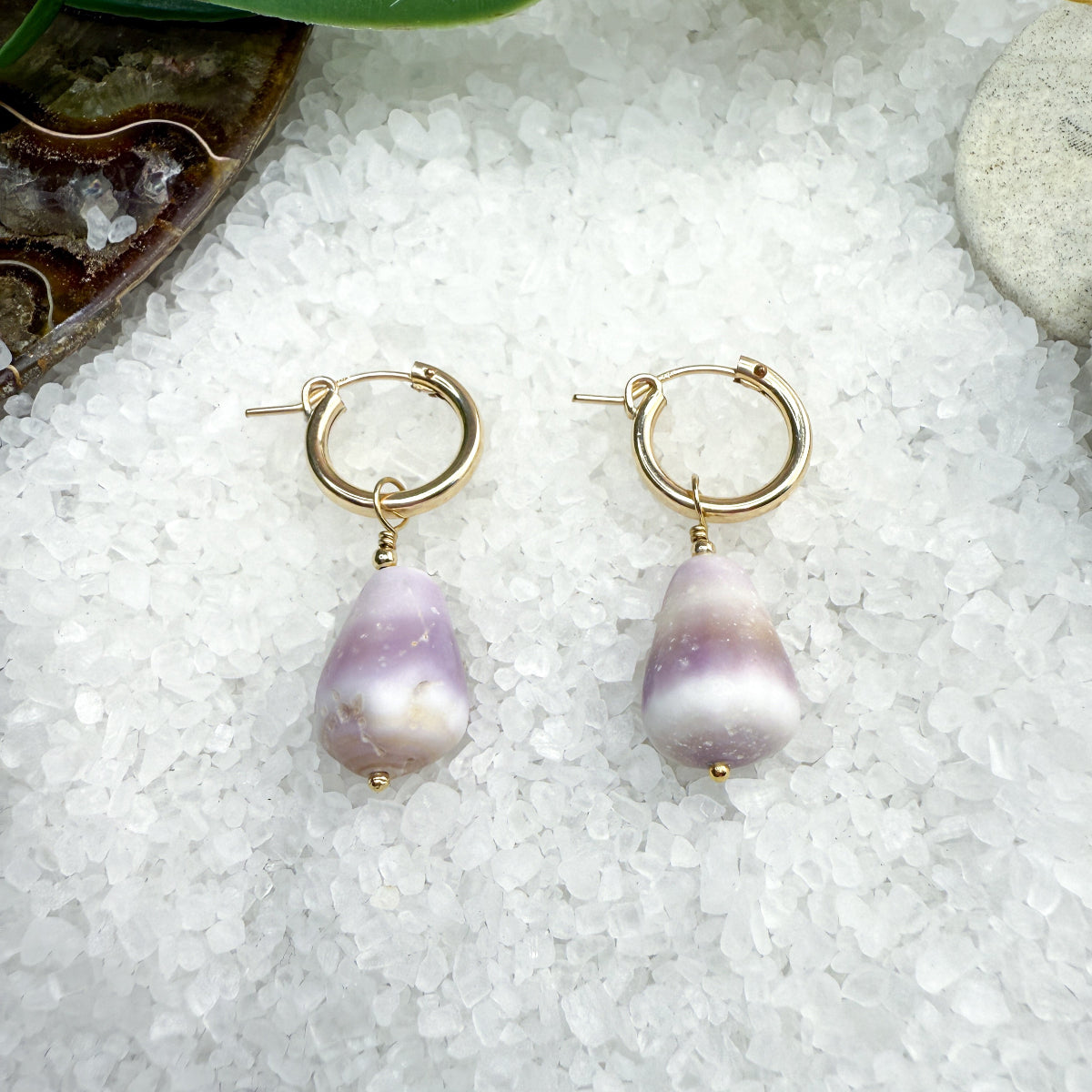 Purple Cone Shell 15mm Hoops