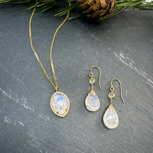 Moonstone Necklace & Earring Set
