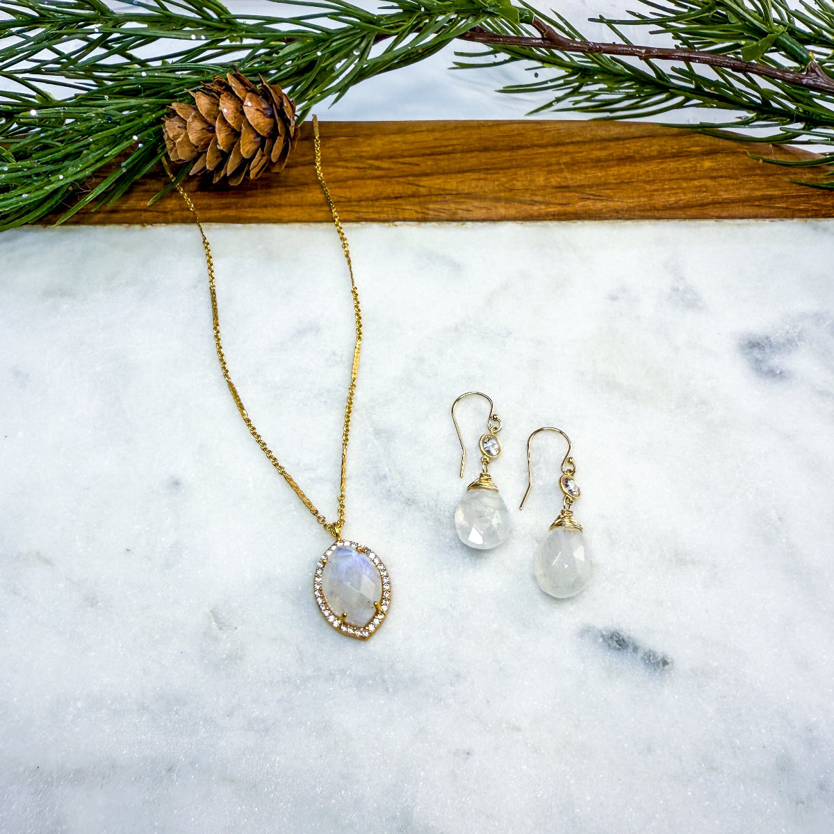 Moonstone Necklace & Earring Set