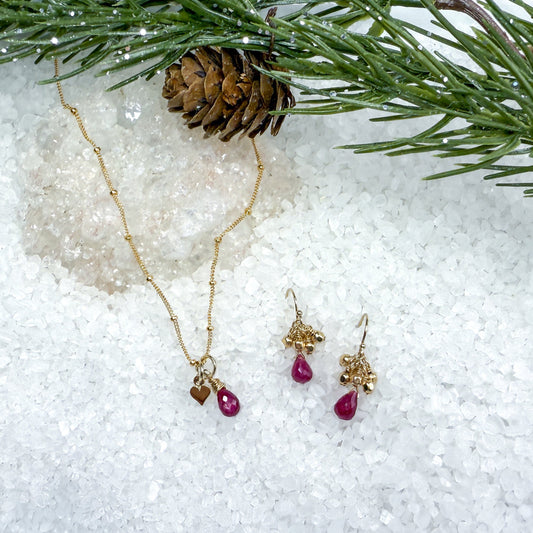 Ruby Necklace and Earring Set