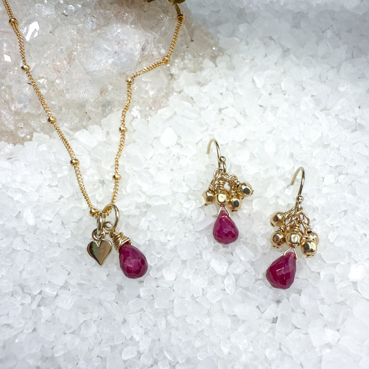 Ruby Necklace and Earring Set