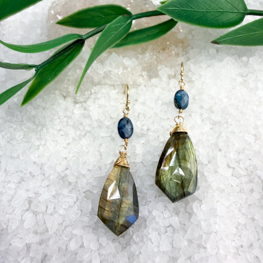 Labradorite & Kyanite Drop Earrings