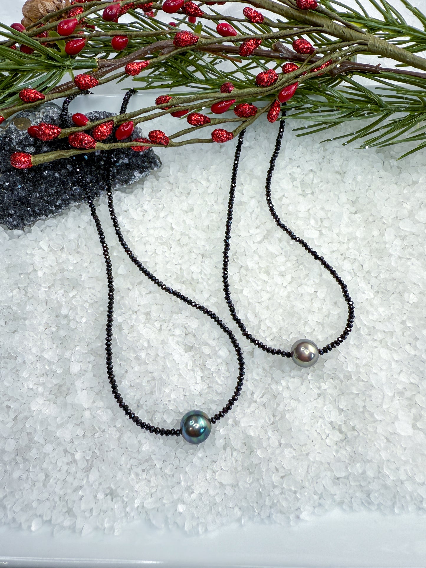 Tahitian & Black Spinel Necklace