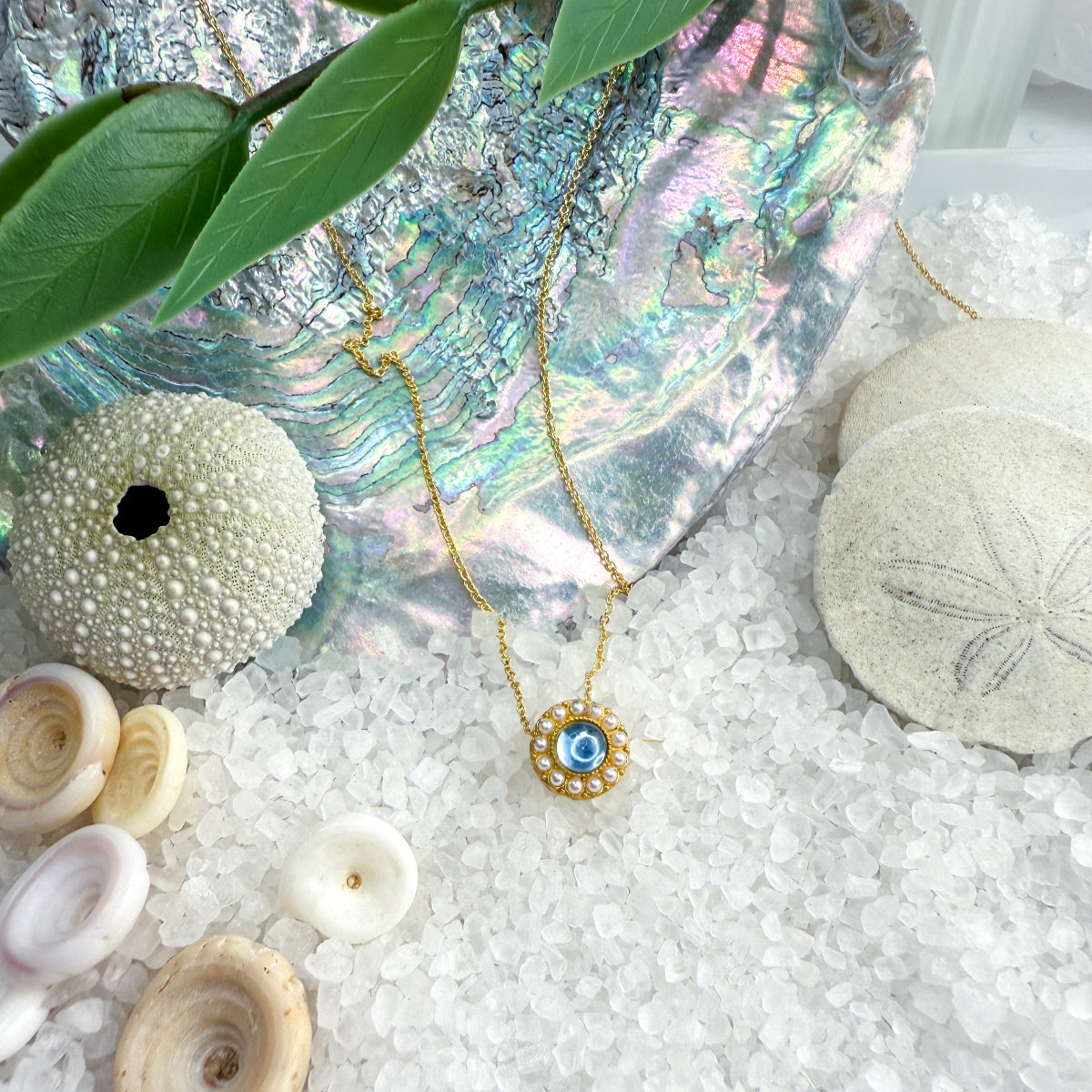 Aquamarine & Pearl Vintage-inspired necklace