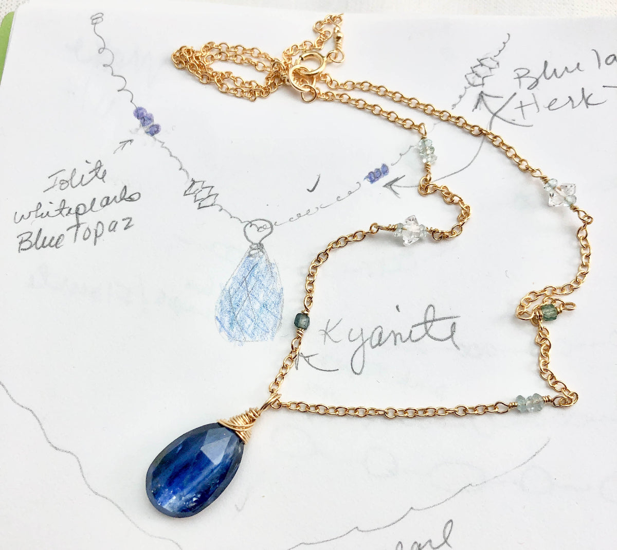 Kyanite & Herkimer Diamond Necklace