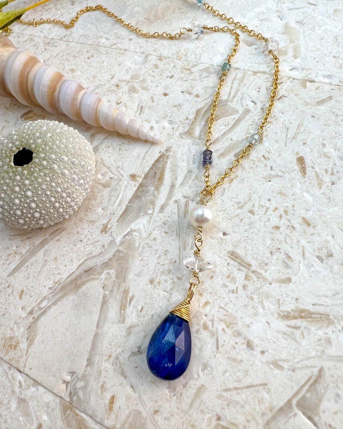 Kyanite & Herkimer Diamond Necklace
