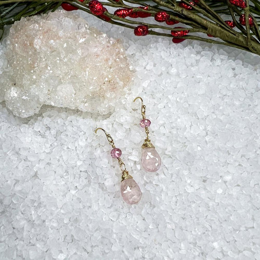 Morganite & Pink Topaz drop earrings