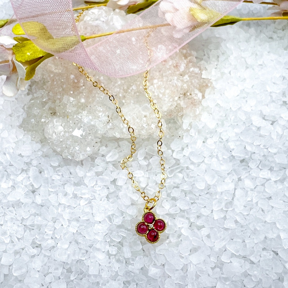 Clover flower CZ necklace