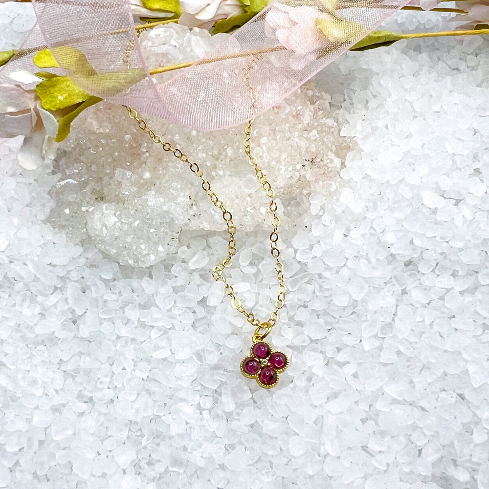 Clover flower CZ necklace