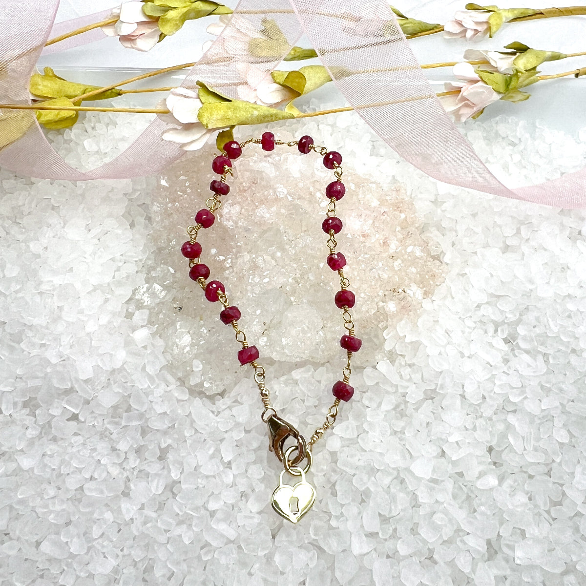 Gemstone Heart Charm Bracelet