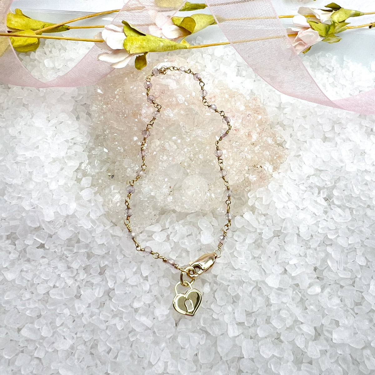 Gemstone Heart Charm Bracelet
